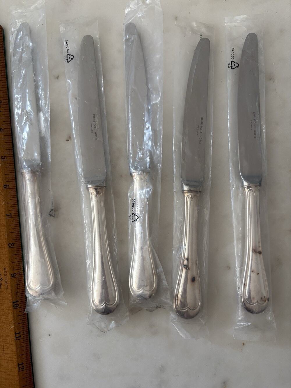 Christofle Hotel Cluny Silverplate Dinner Knives Set 5 New Sealed Vintage France